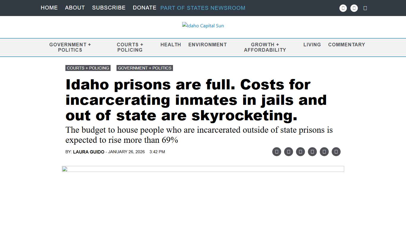 Idaho prisons are full. Costs for incarcerating inmates in jails and out of state are skyrocketing. • Idaho Capital Sun