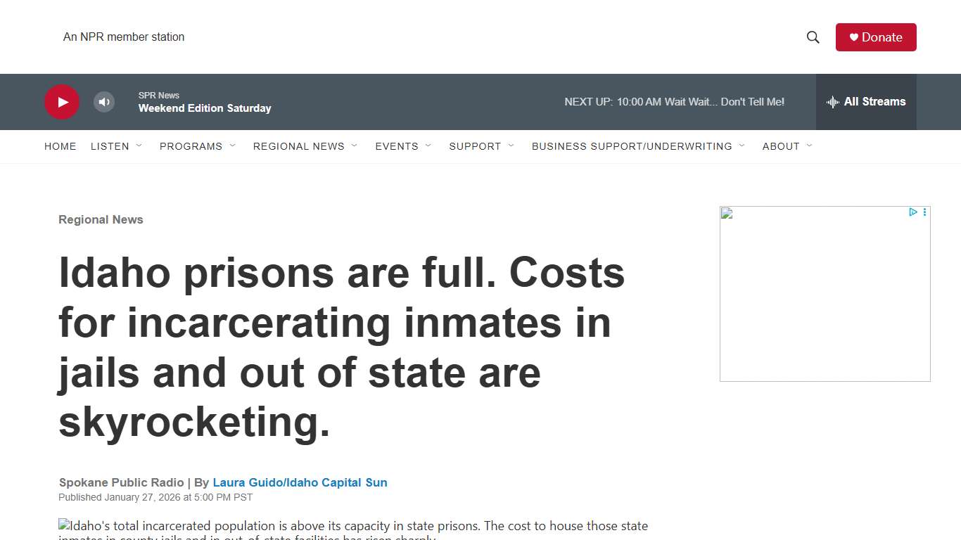 Idaho prisons are full. Costs for incarcerating inmates in jails and out of state are skyrocketing.
